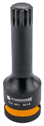 Gépi dugókulcsfej készlet bordás (spline) profillal 1/2", 6 db, M14–M18, Cr-Mo, kofferben, PM-ZNU-1418T – Powermat (PM1381)