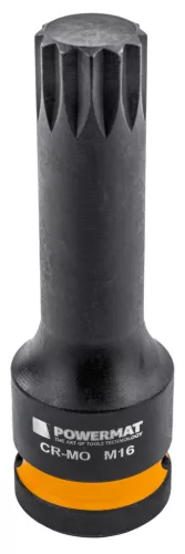 Gépi dugókulcsfej készlet bordás (spline) profillal 1/2", 6 db, M14–M18, Cr-Mo, kofferben, PM-ZNU-1418T – Powermat (PM1381)