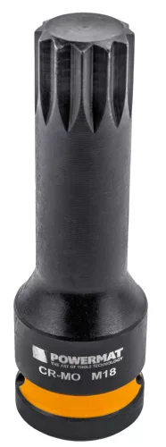 Gépi dugókulcsfej készlet bordás (spline) profillal 1/2", 6 db, M14–M18, Cr-Mo, kofferben, PM-ZNU-1418T – Powermat (PM1381)