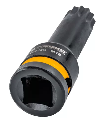 Gépi dugókulcsfej készlet bordás (spline) profillal 1/2", 6 db, M14–M18, Cr-Mo, kofferben, PM-ZNU-1418T – Powermat (PM1381)