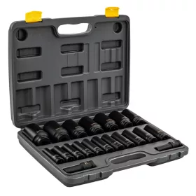   Gépi dugókulcsfej készlet 1/2", 20 részes, 10–38 mm, hosszú 78 mm, CrV, kofferben, PM-ZNU-1038T – Powermat (PM1382)