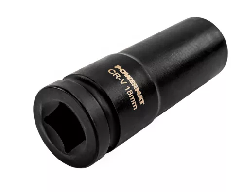 Gépi dugókulcsfej készlet 1/2", 15 részes, 10–30 mm, hosszú 78 mm, CrV, fém kofferben, PM-ZNU-1032T – Powermat (PM1383)
