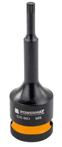 Gépi dugókulcsfej készlet bordás (spline) profillal 1/2", 8 db, M5–M18, 78 mm, Cr-Mo, PM-ZNU-518T – Powermat (PM1384)