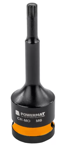 Gépi dugókulcsfej készlet bordás (spline) profillal 1/2", 8 db, M5–M18, 78 mm, Cr-Mo, PM-ZNU-518T – Powermat (PM1384)