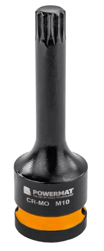 Gépi dugókulcsfej készlet bordás (spline) profillal 1/2", 8 db, M5–M18, 78 mm, Cr-Mo, PM-ZNU-518T – Powermat (PM1384)