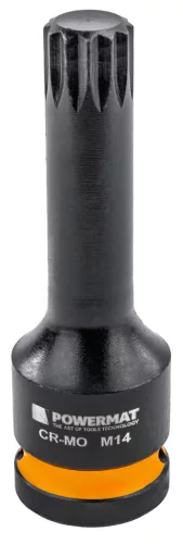 Gépi dugókulcsfej készlet bordás (spline) profillal 1/2", 8 db, M5–M18, 78 mm, Cr-Mo, PM-ZNU-518T – Powermat (PM1384)