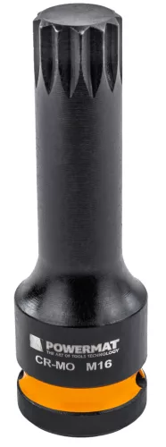 Gépi dugókulcsfej készlet bordás (spline) profillal 1/2", 8 db, M5–M18, 78 mm, Cr-Mo, PM-ZNU-518T – Powermat (PM1384)