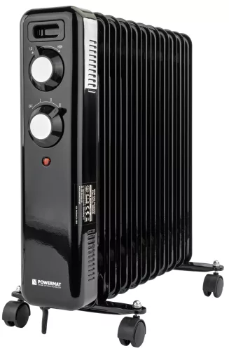 Olajradiátor 2500 W, 11 bordás, termosztáttal és kerekekkel, PM-GOL-3000D – Powermat (PM1399)