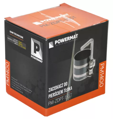 Dugattyúgyűrű-szorító 50–155 mm, 75 mm magas, rozsdamentes acél, PM-ZDPT-155T – Powermat (PM1400)