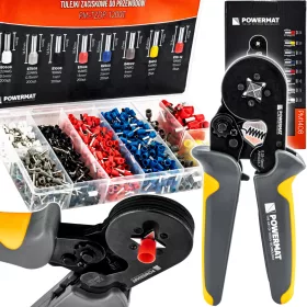   Érvéghüvely krimpelő fogó 0,25–10 mm², 175 mm + 1200 db hüvely, PM-ZDTK-175T – Powermat (PM1408)