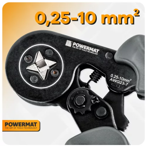 Érvéghüvely krimpelő fogó 0,25–10 mm², 175 mm + 1200 db hüvely, PM-ZDTK-175T – Powermat (PM1408)