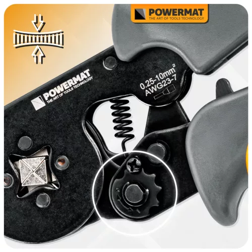 Érvéghüvely krimpelő fogó 0,25–10 mm², 175 mm + 1200 db hüvely, PM-ZDTK-175T – Powermat (PM1408)