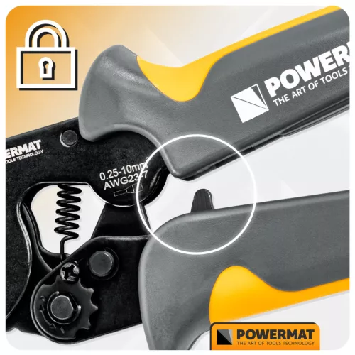 Érvéghüvely krimpelő fogó 0,25–10 mm², 175 mm + 1200 db hüvely, PM-ZDTK-175T – Powermat (PM1408)