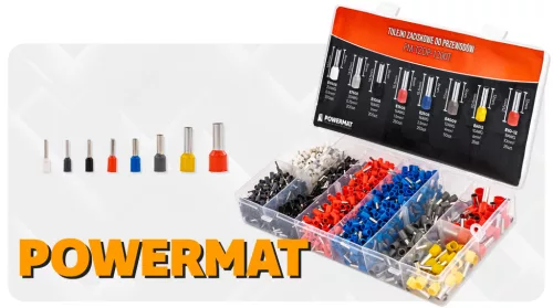 Érvéghüvely készlet, szigetelt, 1200 db, 0,5–10 mm², PM-TZDP-1200T – Powermat (PM1409)