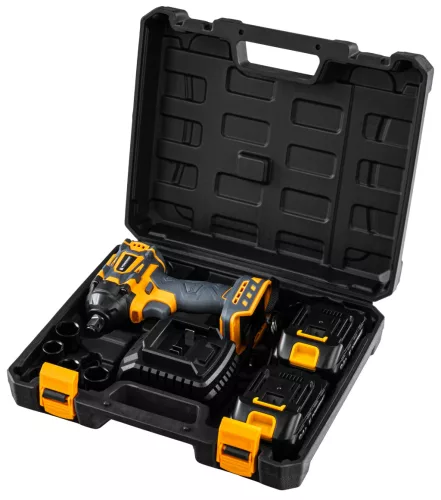Akkus ütvecsavarozó 21 V, 550 Nm, 1/2", szénkefe nélküli, 2 × 3 Ah akkuval, PM-AKU-21V-3M – Powermat (PM1410)