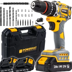   Akkus fúró-csavarozó, ütvefúró 21 V, 55 Nm, 2 × 2 Ah akkuval, kofferben, PM-WA-21V-2M – Powermat (PM1411)