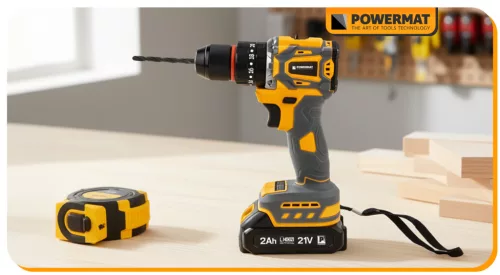 Akkus fúró-csavarozó, ütvefúró 21 V, 55 Nm, 2 × 2 Ah akkuval, kofferben, PM-WA-21V-2M – Powermat (PM1411)