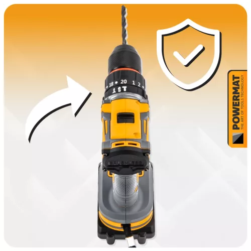 Akkus fúró-csavarozó, ütvefúró 21 V, 55 Nm, 2 × 2 Ah akkuval, kofferben, PM-WA-21V-2M – Powermat (PM1411)