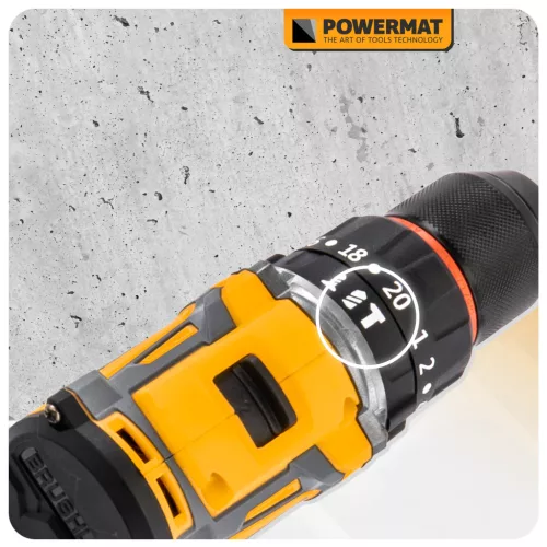 Akkus fúró-csavarozó, ütvefúró 21 V, 55 Nm, 2 × 2 Ah akkuval, kofferben, PM-WA-21V-2M – Powermat (PM1411)