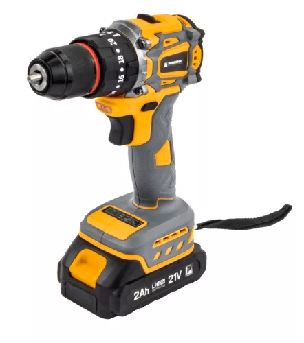 Akkus fúró-csavarozó, ütvefúró 21 V, 55 Nm, 2 × 2 Ah akkuval, kofferben, PM-WA-21V-2M – Powermat (PM1411)
