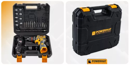 Akkus fúró-csavarozó, ütvefúró 16,8 V, 40 Nm, 2 × 1,5 Ah akkuval, kofferben, PM-WA-16.8V-1.5M – Powermat (PM1412)