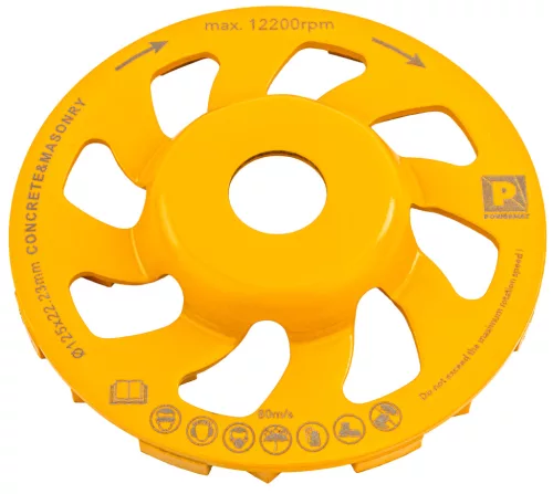 Gyémánt fazékkorong (csiszolótányér) betonhoz 125 mm, 6 mm-es szegmenssel, PM-DTG-1251T – Powermat (PM1417)