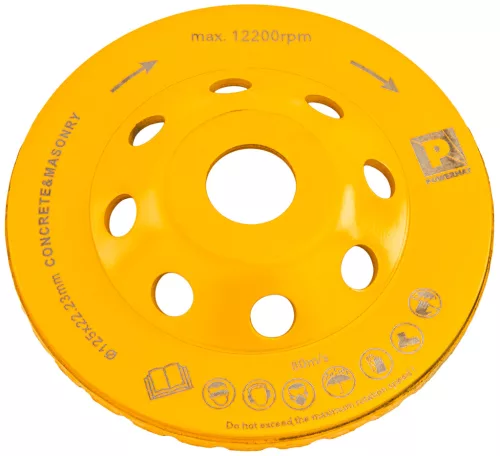 Gyémánt fazékkorong (csiszolótányér) betonhoz és kőhöz 125 mm, PM-DTG-1252T – Powermat (PM1418)