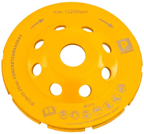 Gyémánt fazékkorong (csiszolótányér) betonhoz 125 mm, 5 mm-es szegmenssel, PM-DTG-1253T – Powermat (PM1419)