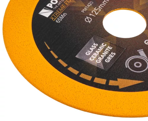 Gyémánt vágótárcsa üveghez és csempéhez 125 mm, 22,23 mm furattal, 1,25 mm, PM-TDCS-1251T – Powermat (PM1420)