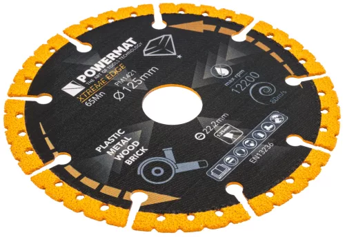 Univerzális gyémánt vágótárcsa 125 mm, 22,23 mm furattal, 1,25 mm, PM-TDCS-1252T – Powermat (PM1421)