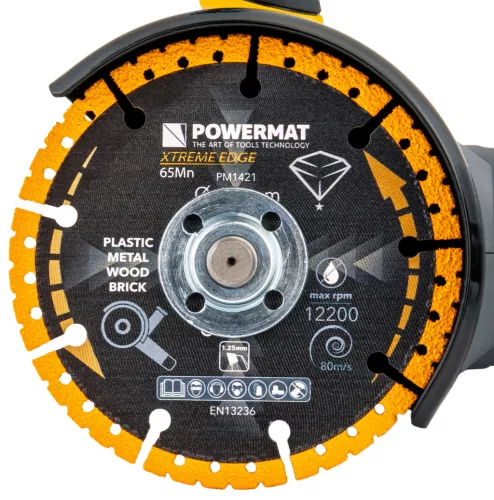 Univerzális gyémánt vágótárcsa 125 mm, 22,23 mm furattal, 1,25 mm, PM-TDCS-1252T – Powermat (PM1421)