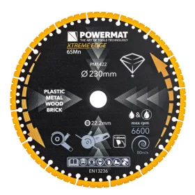   Univerzális gyémánt vágótárcsa 230 mm, 22,23 mm furattal, PM-TDCS-2301T – Powermat (PM1422)