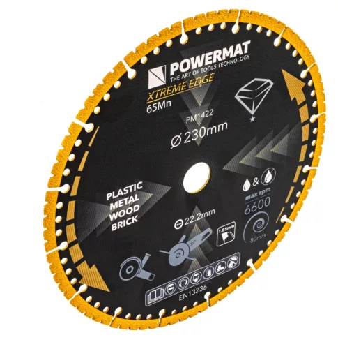 Univerzális gyémánt vágótárcsa 230 mm, 22,23 mm furattal, PM-TDCS-2301T – Powermat (PM1422)