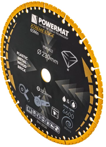 Univerzális gyémánt vágótárcsa 230 mm, 22,23 mm furattal, PM-TDCS-2301T – Powermat (PM1422)