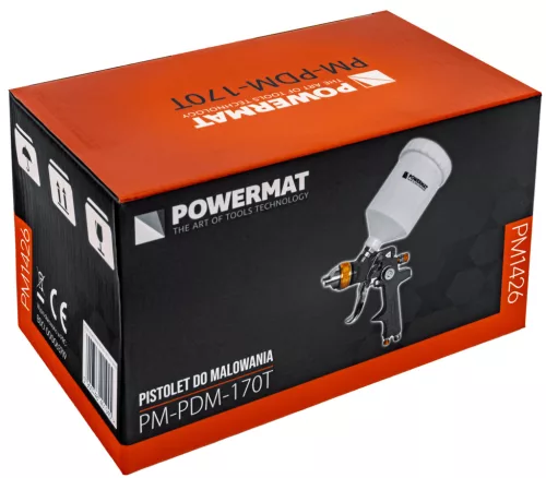 HVLP festékszóró pisztoly 600 ml, 1,4 mm-es fúvókával, PM-PDM-170T – Powermat (PM1426)