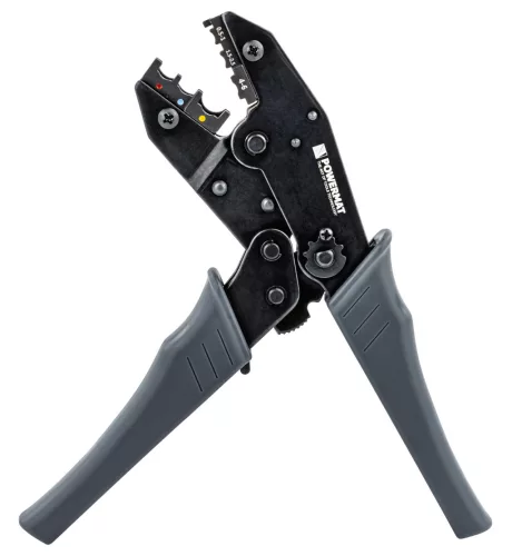 Érvéghüvely krimpelő fogó racsnis, 0,5–6 mm², 220 mm, PM-ZDK-1T – Powermat (PM1436)