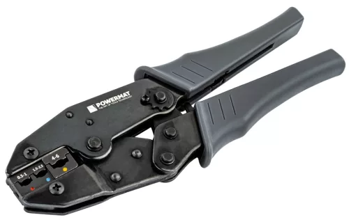 Érvéghüvely krimpelő fogó racsnis, 0,5–6 mm², 220 mm, PM-ZDK-1T – Powermat (PM1436)