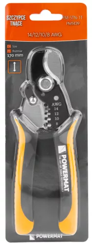 Blankoló és kábelvágó fogó 170 mm, 2,1–8,4 mm² (AWG 14–8), CrV, PM-STN-1T – Powermat (PM1439)