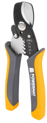 Blankoló és kábelvágó fogó 170 mm, 2,1–8,4 mm² (AWG 14–8), CrV, PM-STN-1T – Powermat (PM1439)