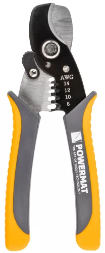 Blankoló és kábelvágó fogó 170 mm, 2,1–8,4 mm² (AWG 14–8), CrV, PM-STN-1T – Powermat (PM1439)