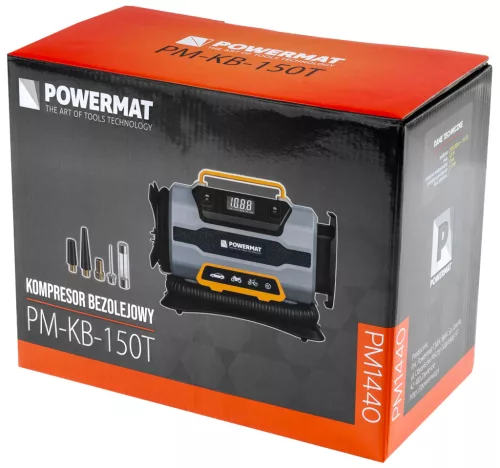 Autós kompresszor és pumpa 10 bar, 35 l/perc, 12 V / 230 V, LCD kijelzővel, PM-KB-150T – Powermat (PM1440)
