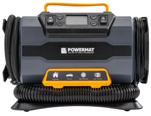 Autós kompresszor és pumpa 10 bar, 35 l/perc, 12 V / 230 V, LCD kijelzővel, PM-KB-150T – Powermat (PM1440)