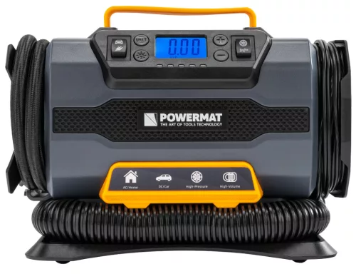 Autós kompresszor és pumpa 10 bar, 35 l/perc, 12 V / 230 V, LCD kijelzővel, PM-KB-150T – Powermat (PM1440)