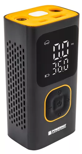 Akkus autós kompresszor, hordozható pumpa 10 bar, 2 × 2000 mAh, LCD kijelzővel, PM-KAP-150T – Powermat (PM1441)