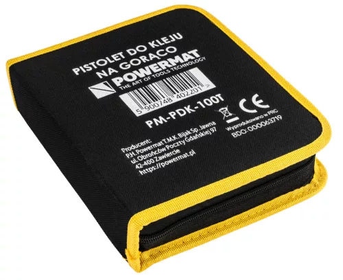 Ragasztópisztoly 100 W, 7 mm-es ragasztórúdhoz, 60 rúddal, tokban, PM-PDK-100T – Powermat (PM1445)