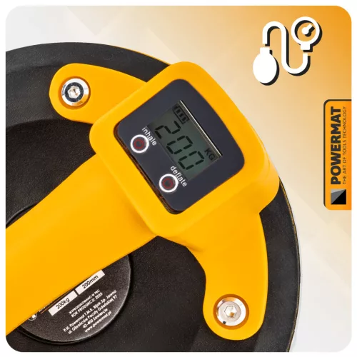 Akkus vákuumos tapadókorong, emelő 200 kg, 200 mm, 3,6 V, PM-APPS-200M – Powermat (PM1446)