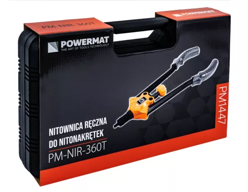 Kézi nitanya-behúzó fogó M3–M12, 360 mm, 7 cserélhető fejjel, kofferben, PM-NIR-360T – Powermat (PM1447)