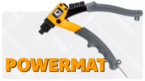 Kézi popszegecshúzó fogó 2,4–4,8 mm, szegecselő fogó 4 cserélhető fejjel, PM-NIR-200T – Powermat (PM1449)