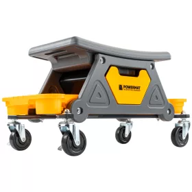   Gurulós szerelőülés, alacsony műhelyszék 35 cm, 200 kg, 3 tálcával, fékes kerekekkel, PM-SWA-200T – Powermat (PM1454)