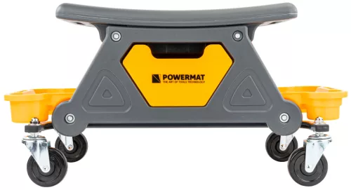 Gurulós szerelőülés, alacsony műhelyszék 35 cm, 200 kg, 3 tálcával, fékes kerekekkel, PM-SWA-200T – Powermat (PM1454)